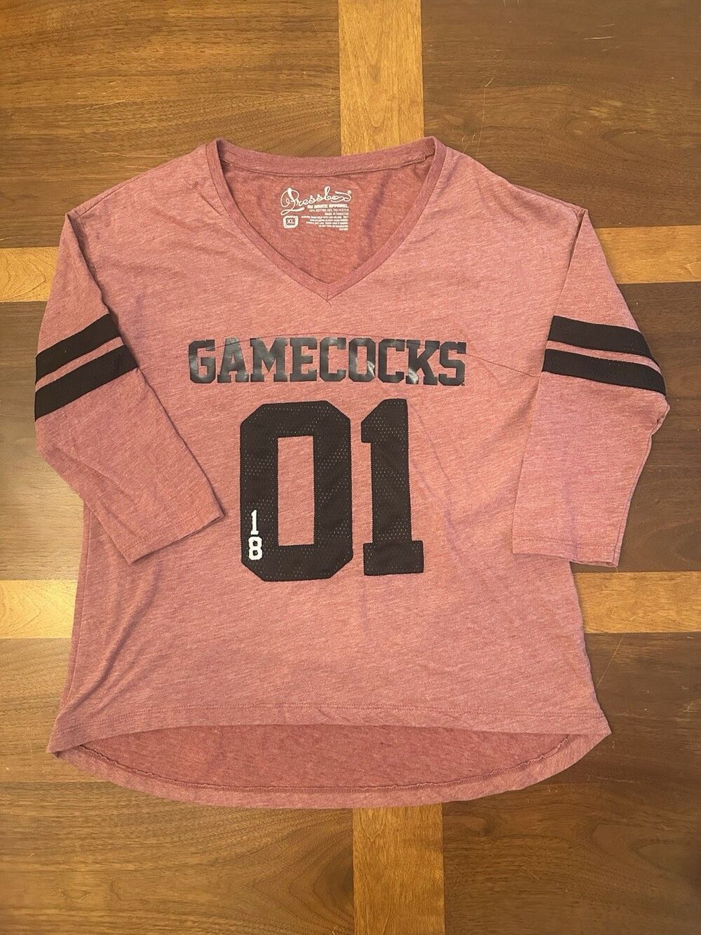 Pressbox South Carolina Gamecocks Varsity Womens XL 3/4 Sleeve V-Neck Shirt NCAA